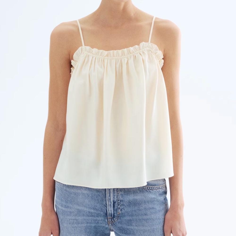 RUFFLE-TRIMMED CAMISOLE TOP H&M (XS) - Cream